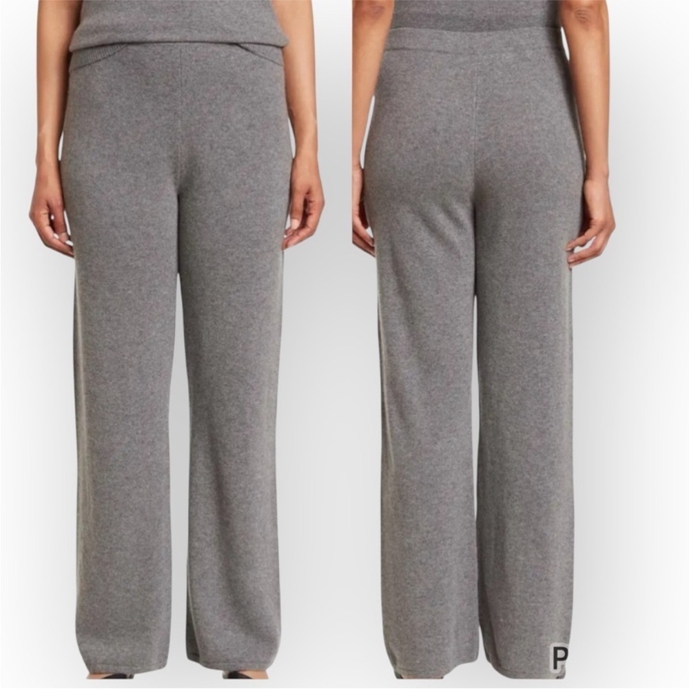St John Gray Wool Wide-Leg Pants | M